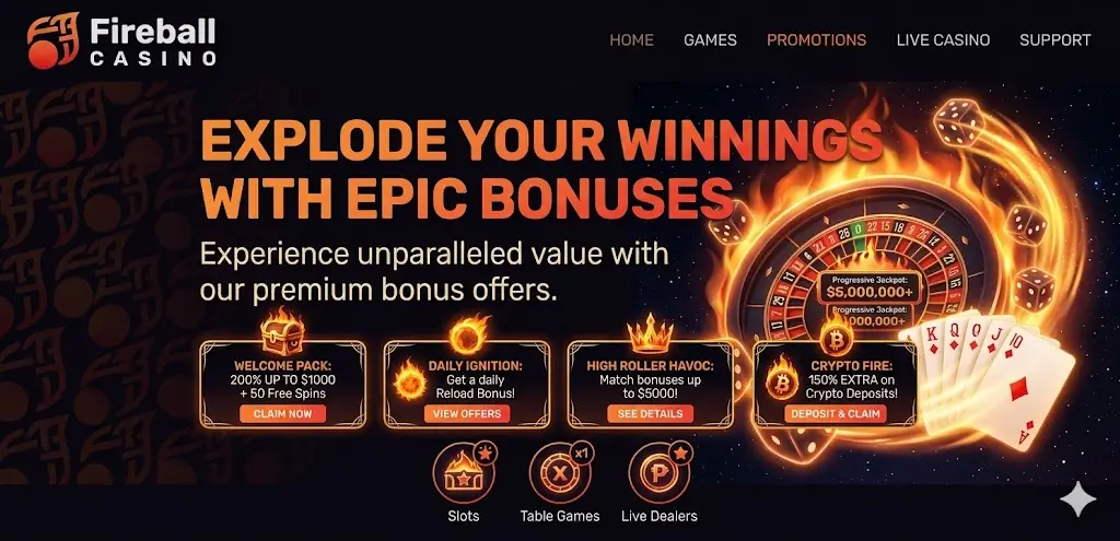 Fireball Casino bónuszok és promóciók