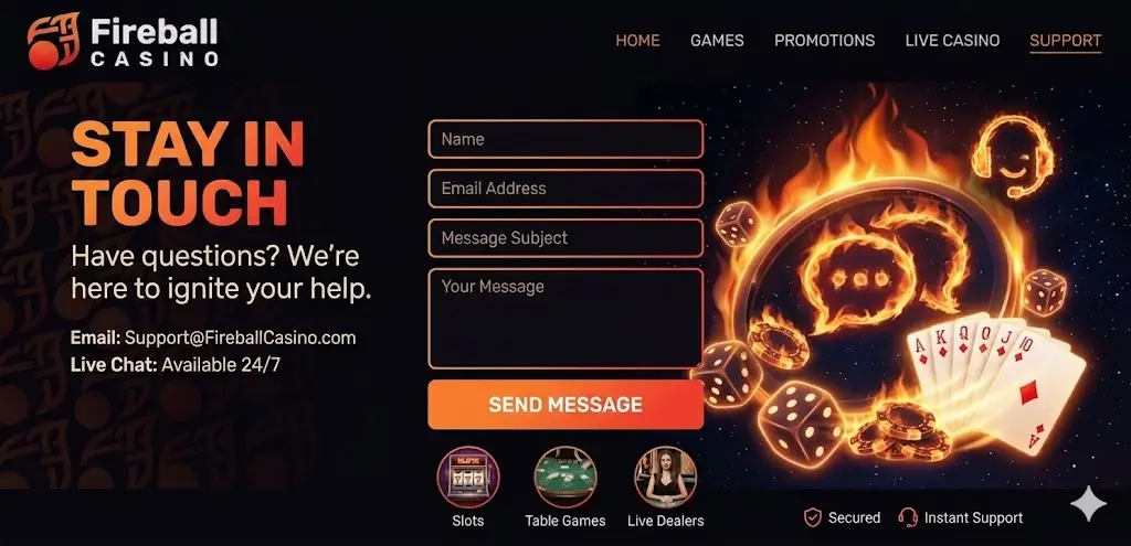 Fireball Casino ügyfélszolgálat és kapcsolat
