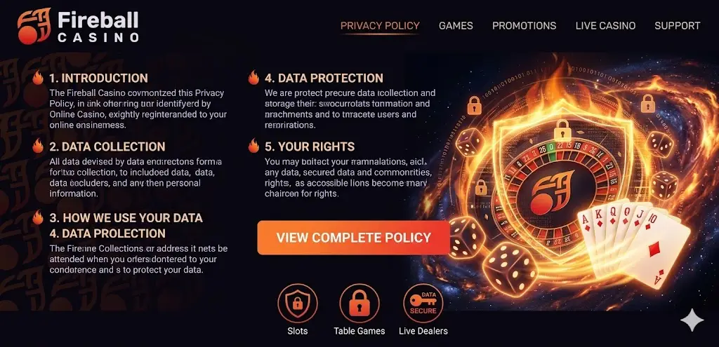 Fireball Casino adatvédelem és adatbiztonság