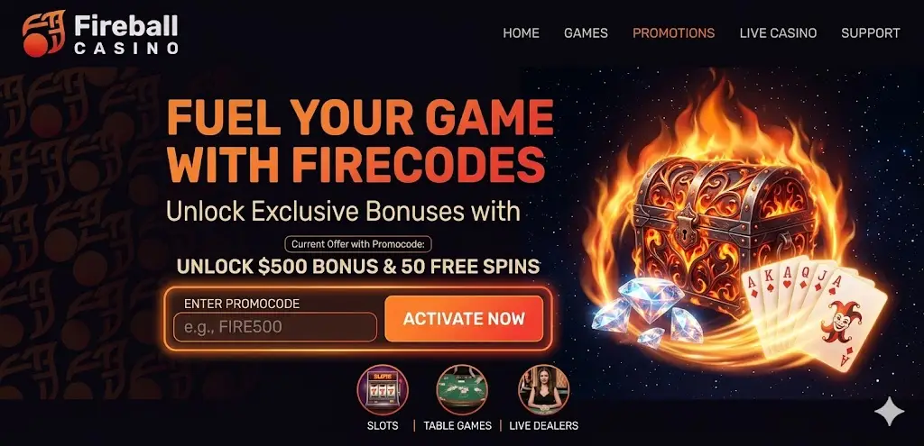 Fireball Casino promo code és kupon ajánlatok