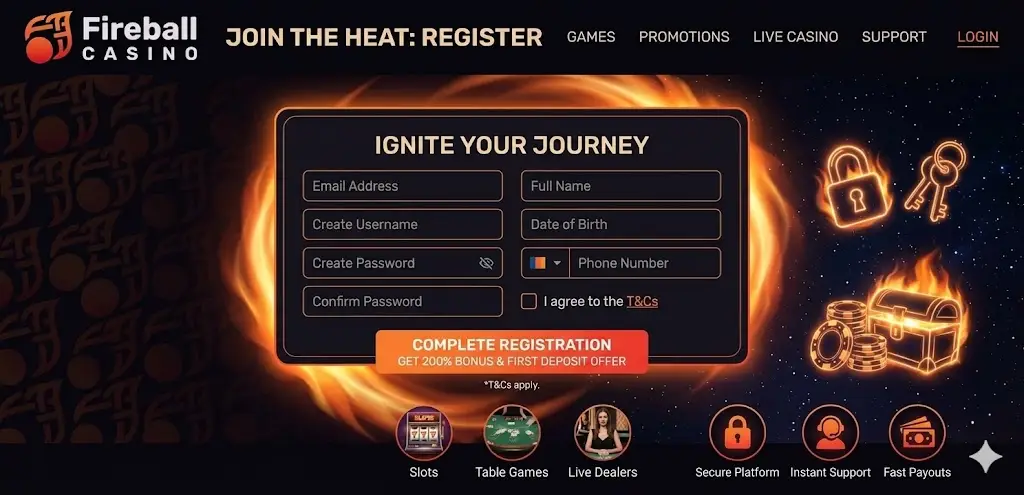Fireball Casino regisztráció útmutató
